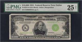 1934 $10,000 TEN THOUSAND DOLLAR BILL $10000 PMG VF25  