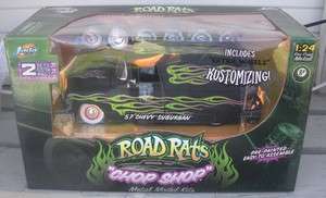   RATS CHOP SHOP 1957 CHEVY DELIVERY BLACK WIYH GREEN FLAMES KIT BY JADA