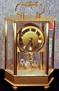 Schneider Glass, Brass and Crystal Table Clock Quartz  