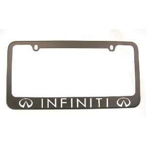  Infiniti License Plate Frame BLACK with white lettering 
