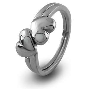  LADIES 2 band SILVER HEART Puzzle Ring 2HRT Jewelry
