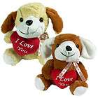 Love Heart plush stuffed animal Brown Dog red heart Valentines Day I 