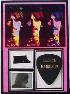   George Harrison Clothing Swatch Guitar Pick Display with Stand  
