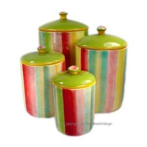   American Atelier Striped 4 PC MOD Kitchen Canister Set