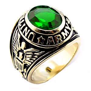 UNITED STATES MILITARY ARMY MAY GREEN EMERALD BIRTHSTONE MEN RING FREE 