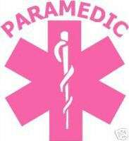 Firefighter Stickers EMS Star Paramedic PINK 6x6  