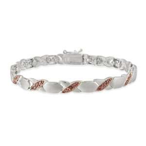   Rose Gold over Silver Champagne Diamond X and O Bracelet Jewelry