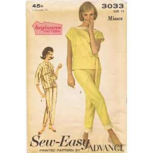  Advance 3033 Vintage Sewing Pattern Women Pajamas Size 12 