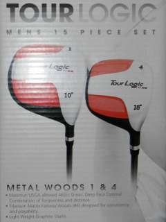 New Tour Logic Mens 15 Piece Golf Club and Stand Bag Set Right Handed 