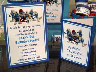 Smurfs Birthday Invitations Favor Tag Water Candy Label  