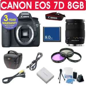  CANON EOS 7D + Sigma 18 200mm F3.5 6.3 DC OS Lens + 8 GIG 