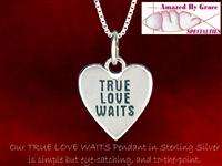 Solid Sterling Silver TRUE LOVE WAITS Heart Necklace  