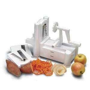   Tri Blade Plastic Spiral Vegetable Slicer   White: Kitchen & Dining