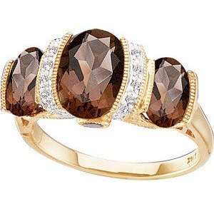 Exquisite Triple Oval Smokey Quartz Ring in 14 kt White Gold   Amazing 