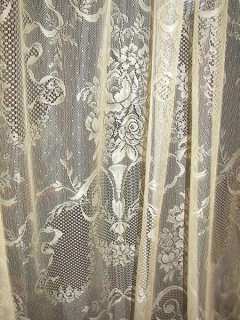 VINTAGE VICTORIAN NEO CLASSICAL FRENCH COUNTRY NET FLORAL LACE DRAPES 