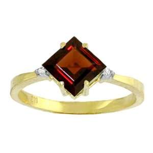  Genuine Square Garnet & Diamond 14k Gold Ring Jewelry