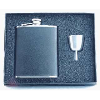   Leather Stainless Steel Flask and Funnel Gift Set