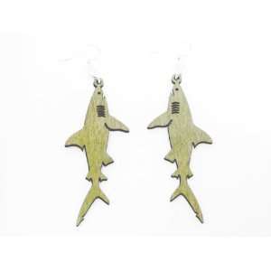  Natural Wood Shark Wooden Earrings GTJ Jewelry