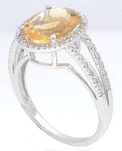 Ct Round Diamonds CITRINE in 14K White Gold Ring  