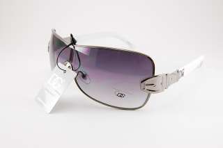 Womens DG Eyewear White Shiled Wrap Sunglasses with Buckle Frames 