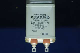 Sprague Vitamin Q Famous Oil Paper Capacitor 1.0 mf 600 VDC
