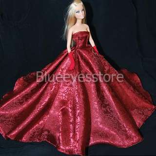   Handmade Wedding Dress Party Clothes gown Lot For Barbie Doll Red01