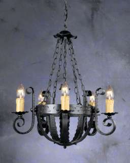 Gothic Wrought Iron 5 Light Chandelier Medieval #14635  