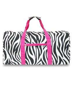Zebra Print Duffle Gym Travel Bag Pink Trim 22 Great for Traveling or 