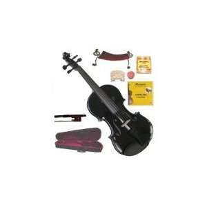 Size Black Violin with Case and Bow+Extra Set of Strings, Extra Bridge 