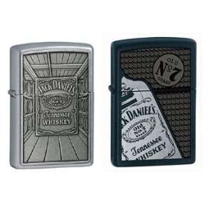 Zippo Lighter Set   Jack Daniels Whiskey Barrel Emblem and Engraved 