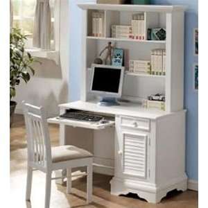   Computer Desk with Hutch in Matte White Finish by Coaster   Coas Home